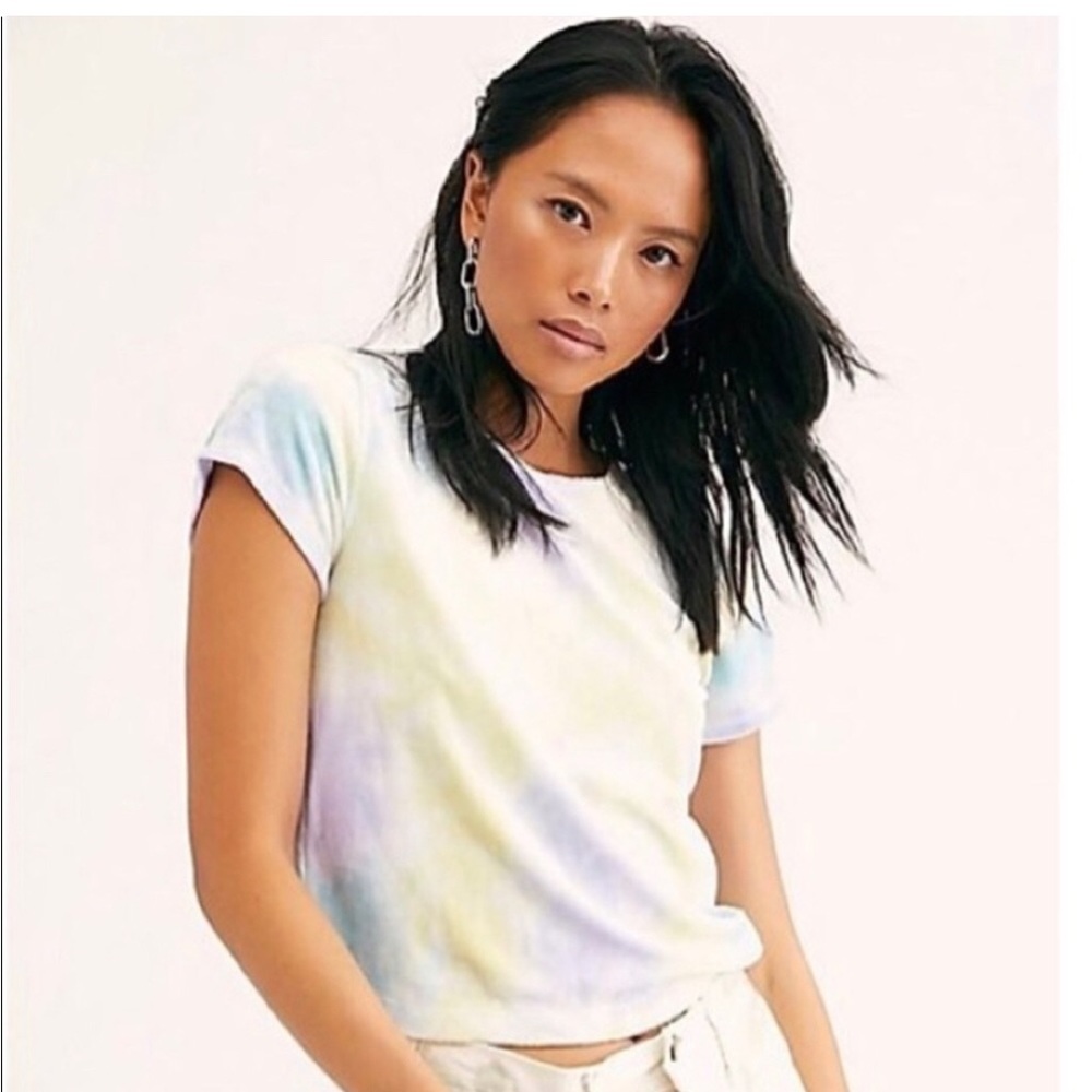 Free People Bright Eyes Tee in Cloud Combo XS